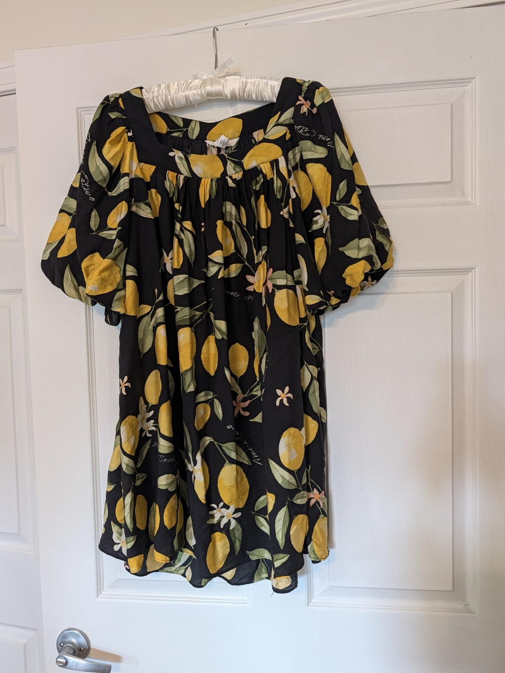 H&M Black Tunic with Yellow Lemon Print